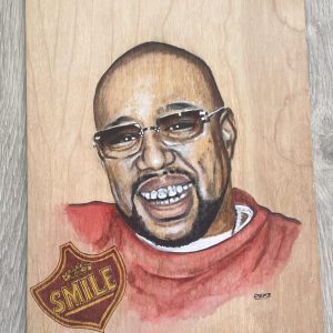 Pimp C of UGK  Original Def3 Painting – Smile Series 8.5″ x 11″ Mixed media on Wood